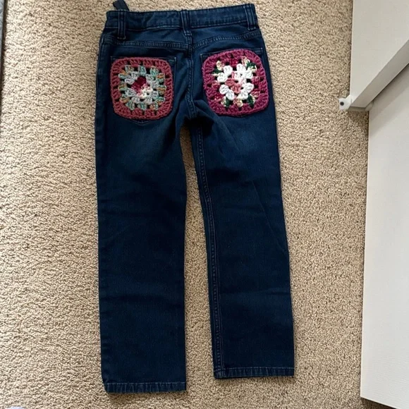 Upcycled with Granny squares Cat & Jack Dark Blue Stretch Jeans - Picture 2 of 8